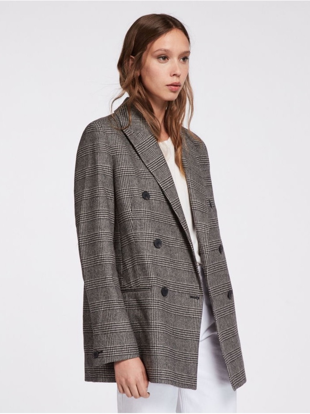 NWT All Saints Checked Double-Breasted Blazer Jacket Size 8 - Picture 3 of 13